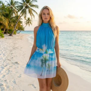 Vestido Halter "Oasis Azul"