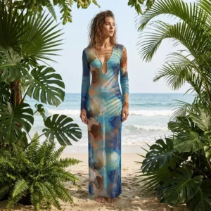 Vestido Cover-up Malla "Marea Profunda"